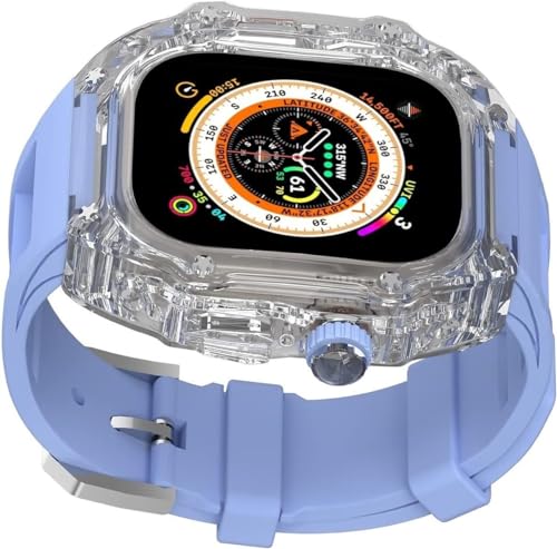 Wtukmo Luxuriöses transparentes Uhrengehäuse für Damen aus Gummi für Apple Watch Ultra 8/7/6/5/4/SE, 49 mm, 45 mm, 44 mm, harte Polycarbonat-Lünetten, RM-Stil, Sport-Armband-Zubehör, For 44mm, Achat von Wtukmo
