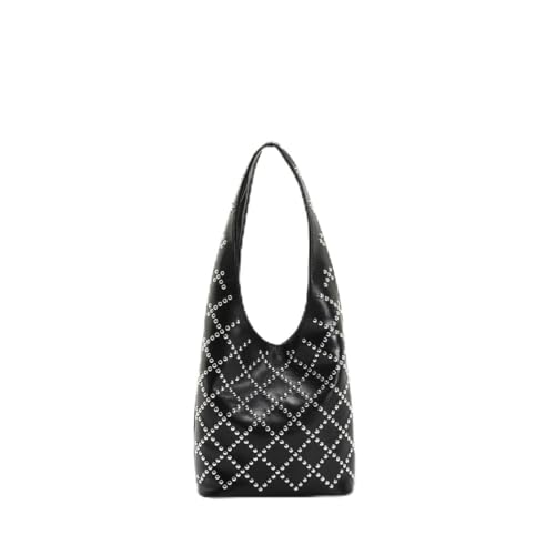 Wtukmo Luxus-Eimertasche im Punk-Stil, verziert, doppelseitig, runde Nieten, eingelegte Nische, schicke Dame, Unterarmtasche, große Kapazität, Schultertasche, 5, Einheitsgröße von Wtukmo