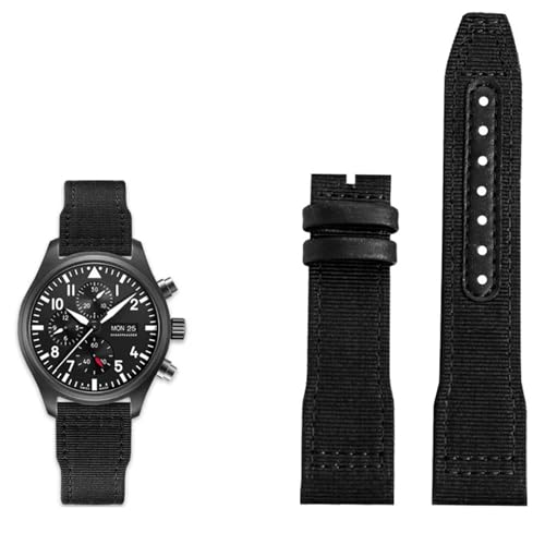 Wtukmo Nylon-Lederarmband, 20 mm, 21 mm, 22 mm, passend für IWC Le Petit Prince Big Pilot Top Gun IW3777, schwarzes Sport-Leinenarmband, 20 mm, Achat von Wtukmo