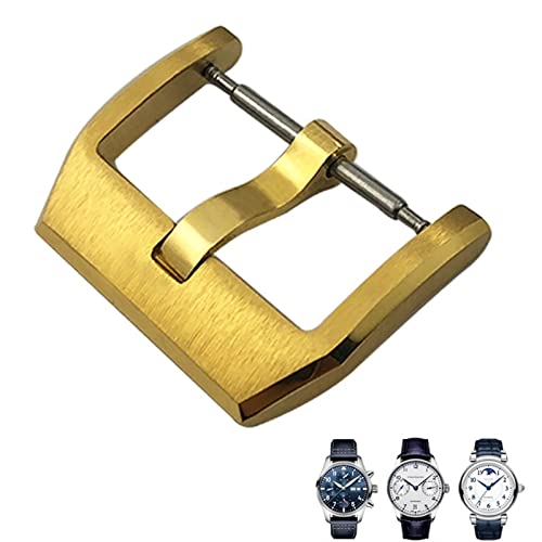 Wtukmo Schnalle aus 316L Edelstahl für IWC Pilot Mark Portugieser, rotgoldenes Gummi-Lederarmband, Faltschließe, 18 mm, Achat von Wtukmo