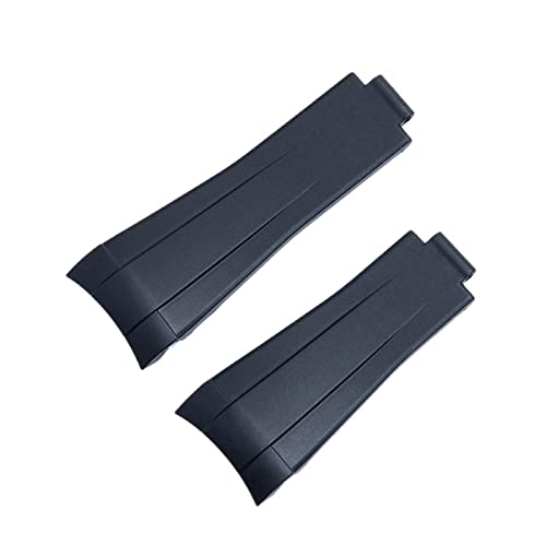 Wtukmo Uhrenarmband aus Gummi, 20 mm, schwarz, verstellbare Faltschnalle, Uhrenarmband für Rolex-Armband für Submariner GMT Oysterflex Daytona Armband, Rose Buckle, Achat von Wtukmo