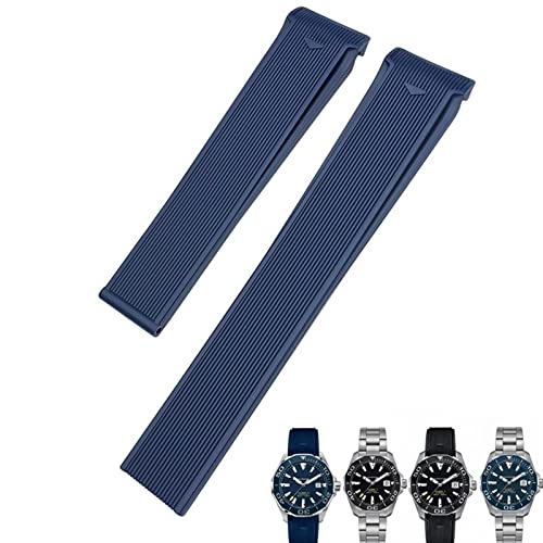 Wtukmo Uhrenarmband aus Gummi, Silikon, 20 mm, 22 mm, für Tag Heuer Carrera Aquaracer F1, wasserdichtes Taucharmband, Schwarz / Blau / Braun, 20 mm, Achat von Wtukmo