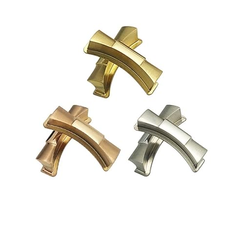 Wtukmo Uhrenarmband aus Gummi mit gebogenem Ende, 20 mm, für Rolex Daytona GMT Slide Lock Buckle Submariner Silikon-Sportuhrenband, Golden von Wtukmo