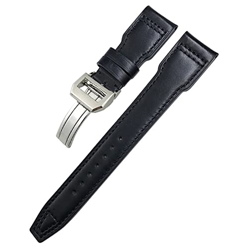 Wtukmo Uhrenarmband aus echtem Leder, 20 mm, für IWC Big Pilot Watch Mark 18 Spitfire Top Gun, Hamilton Rindsleder, weiches Uhrenarmband, Black Buckle, Achat von Wtukmo