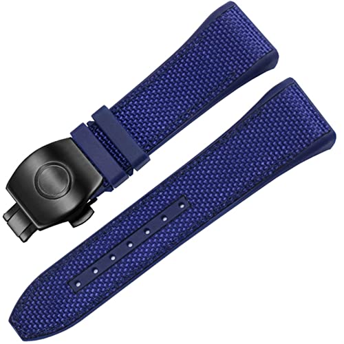 Wtukmo Uhrenarmband für Franck Muller V45 Serie, 28 mm, Nylon, Echtleder, Silikon, Schwarz / Blau, 28mm, Achat von Wtukmo