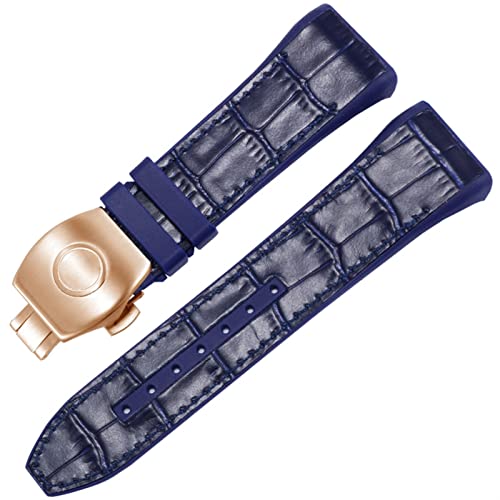 Wtukmo Uhrenarmband für Franck Muller V45 Serie, 28 mm, Nylon, Echtleder, Silikon, Schwarz / Blau, 28mm, Achat von Wtukmo