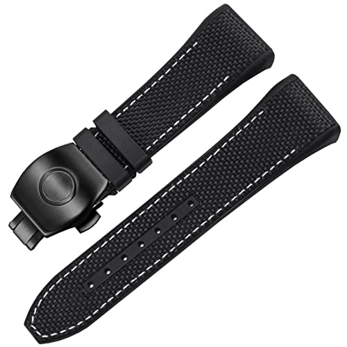 Wtukmo Uhrenarmband für Franck Muller V45 Serie, 28 mm, Nylon, Echtleder, Silikon, Schwarz / Blau, 28mm, Achat von Wtukmo