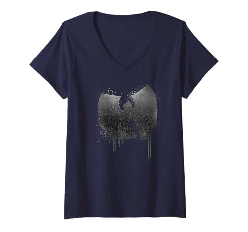 Damen Wu-Tang Clan Sprühfarbe Logo T-Shirt mit V-Ausschnitt von Wu-Tang Clan