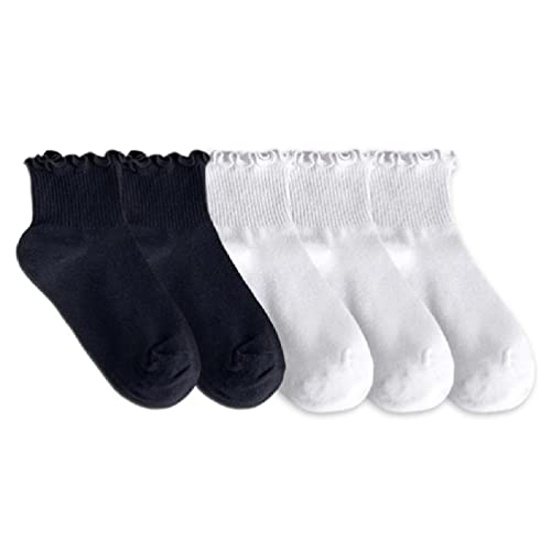 5 Paar Damen-Söckchen mit Rüschenbesatz, Baumwollsocken für Damen, japanischer Stil, lässig, Sommer, dünn, schwarz, weiß, BaumwolleCrew-Socken (COTTON, 3 Pairs Of White 2 P) von WuLi77