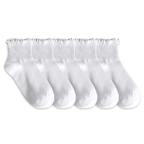 5 Paar Damen-Söckchen mit Rüschenbesatz, Baumwollsocken für Damen, japanischer Stil, lässig, Sommer, dünn, schwarz, weiß, BaumwolleCrew-Socken (COTTON, 5 Pairs Of White) von WuLi77