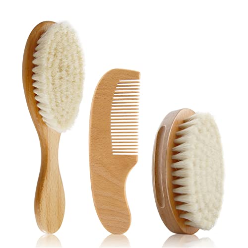 Verbessertes Baby Haarbürsten Und Babykamm Set. Babybürste Aus Holz Mit Weichen Ziegenborsten. Haarbürste Für Kleinkinder. Babybürste Und Kamm. Haarbürste Und Kamm Für Kleinkinder von WuLi77