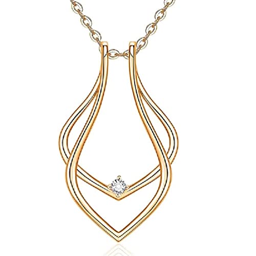 WuLi77 Geometrische Ringhalter Halskette Anhänger Schmuck für Frauen Freundin Ring Keeper für Arbeiter Jubiläum vorhanden sicherer Halsketten Kette von Lupsty