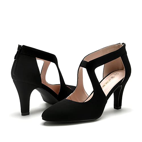 WuORWu Damen Pumps mit geschlossenem Zehenbereich, Schwarz Nubuk, 43 EU von WuORWu