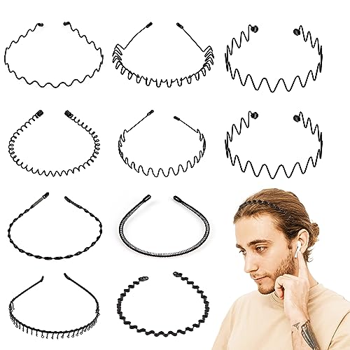 Haarreifen Männer, 10Pcs Haarreif Männer, Haarreif Herren, Männer Haarreif, Haarreifen Damen Dünn, Gezackter Haarreif Schwarz Männer für Sport, Fitness Haarreifen Männer, 10Pcs Haarreif Männer, Haarreif Herren, Männer Haarreif, Haarreifen Damen Dünn, Gezackter Haarreif Schwarz Männer für Sport, Fitness von Wubushan