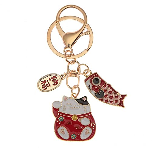 Wudaizhi Cat Keyring Japanisches Glück Lucky Wolking Cat Maneki Neko Keyring Für Handag Rucksack Telefon Lustige Geschenke von Wudaizhi