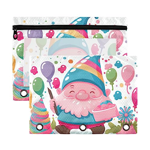 Ballon Happy Mother's Day Elf on White 3 Ring Binder Pencil Pouch 2 Pack Plastic Recycled Clear Waterproof Pencil Case with Zipper Schreibwaren Accessories von Wudan