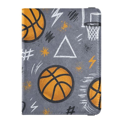 Basketball-Kritzeleien-Reisebrieftasche, Leder, Reisepasshülle, Diebstahlschutz, Reisezubehör für Herren von Wudan
