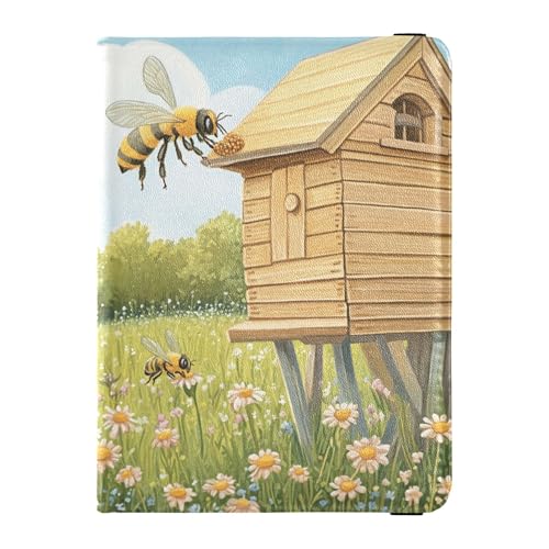 Bee Collecting Reisepasshülle aus Leder für Reisen, wasserdicht, für Geld und Karten, für Herren, Reisezubehör von Wudan