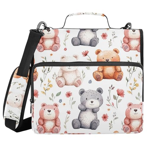 Cartoon Cute Bear White Binder with Zipper with Shoulder Strap & Handle Easy to Carry 3.8 cm 3 Rings Pencil Case Portfolio Binder Storage Container Cartoon Cute Bear White Binder with Zipper with Shoulder Strap & Handle Easy to Carry 3.8 cm 3 Rings Pencil Case Portfolio Binder Storage Container von Wudan