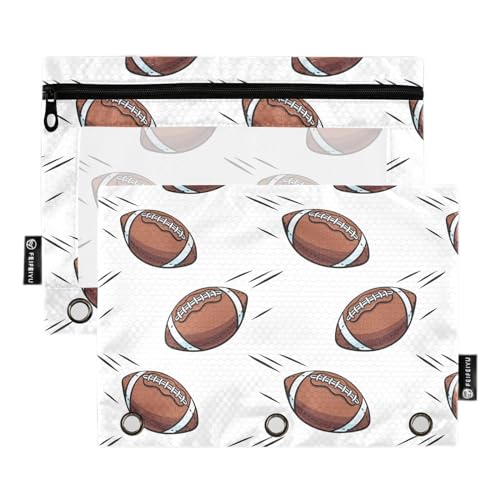 Cartoon Flying Rugby Ball Weiß 3 Ringe Binder Bleistift Beutel 2 Pack Kunststoff Wasserdicht Dokumententaschen Bleistift Taschen Mit Reißverschluss Büro Organizer Versorgung von Wudan