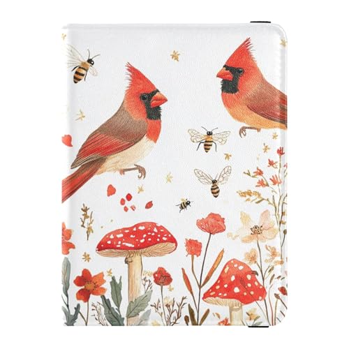 Cartoon Northern Red Birds White Travel Wallet Leather Passport Holder Waterproof Travel Wallet for Men Trip Document von Wudan