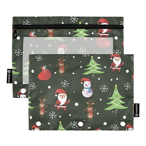 Christmas Season 3 Ring Binder Pencil Pouch Set of 2 Folder Waterproof Pencil Bag Pack Pencil Case Office Organizer Supply von Wudan