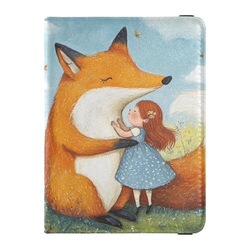 Chubby Fox mit Mädchen Reisebrieftasche Leder Reisepasshülle wasserdichte Reisebrieftasche für Familienausflüge Essentials von Wudan