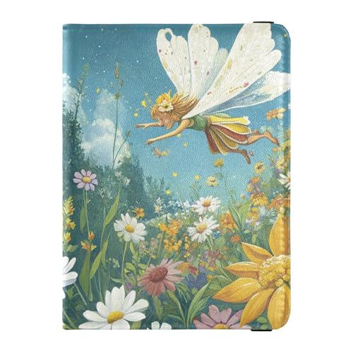 Fairy Flying Flower Garden Travel Wallet Leather Passport Holder Anti Theft Money Holder for Men Business Trip von Wudan