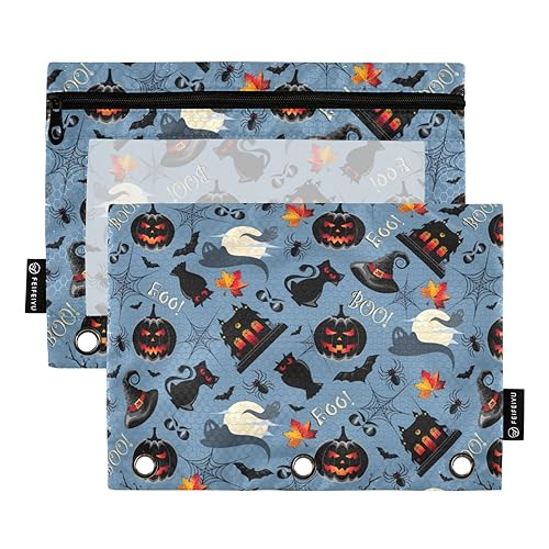 Hallowmas All Saints' Day Pattern Blue 3 Ring Binder Pencil Pouch 2 Pack Waterproof Clear Pencil Case Pencilcase Pencilcase with Zipper Stationery Accessories Office Supplies, Hallowmas Allerheiligen von Wudan