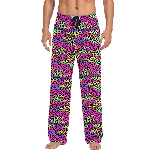 Leopardenmuster Weiß Herren Pyjamahose Loungehose Pyjamahose mit Taschen S, Fluoreszierender Leopard, Large von Wudan