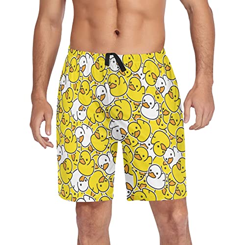 Niedliche weiße gelbe Enten Herren Pyjamahose Lounge kurze Hose Pyjamahose Pyjamahose mit Taschen S, Süße weiß-gelbe Enten, X-Large von Wudan