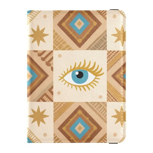 Reisebrieftasche aus Leder mit Augen- und Muster, Diebstahlschutz, Reisepasshülle für Herren, Reise-Organizer von Wudan