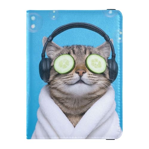 Reisebrieftasche für Kätzchen, mit Kopfhörern, Leder, Reisepasshülle, sicher verstecktes Geld- und Kartenetui für Frauen, Reisedokumente von Wudan