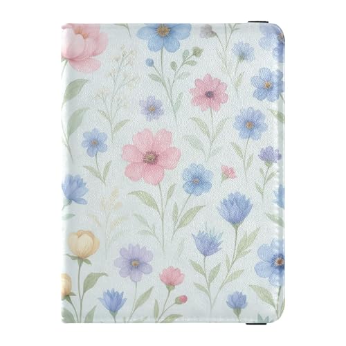 Reisebrieftasche mit Aquarell-Blumenmuster, Leder, sichere versteckte Reisepasshülle für Herren, Reisezubehör von Wudan