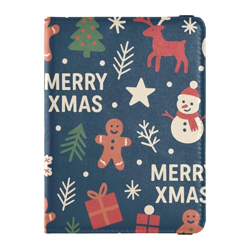 Reisebrieftasche mit Weihnachtsmotiv, Leder, große Kapazität, Reisepasshüllen für Herren, Reise-Organizer von Wudan