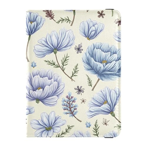 Reisepasshülle aus Leder, wasserdicht, für Herren, Blumenmuster, Beige von Wudan