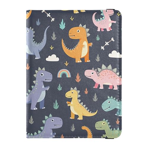 Reisepasshülle aus Leder mit Cartoon-Dinosaurier-Motiv für Reisen, sicher versteckter Geld- und Kartenhalter für Herren, Geschäftsreise von Wudan