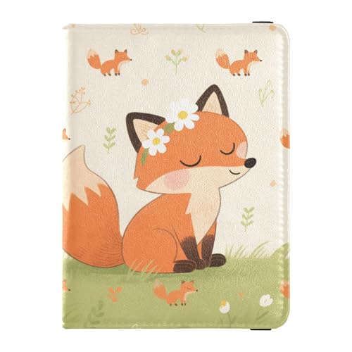 Reisepasshülle aus Leder mit Fuchs-in-Feld-Muster, Diebstahlschutz, Reisepassbuchhalter für Damen, Reisezubehör, Muss von Wudan