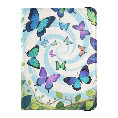 Reisepasshülle aus Leder mit Schmetterlings-Wirbeln, sichere versteckte Geld- und Kartenhülle für Herren, Reisedokumente von Wudan