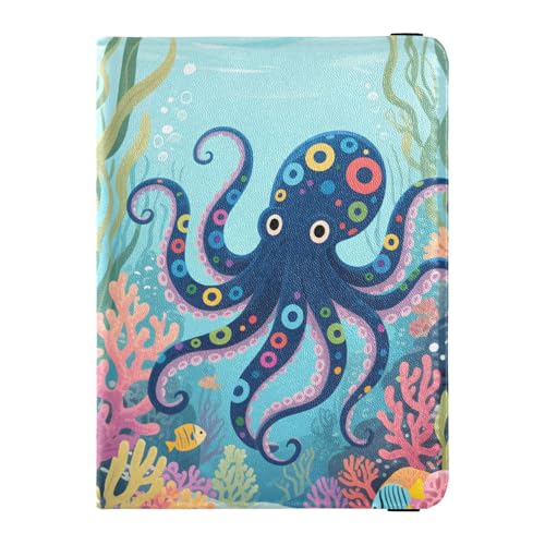 Reisepasshülle aus Leder mit Tiermeer in Korallenriff, wasserdicht, Reisepasshülle für Damen, Reisedokumente von Wudan