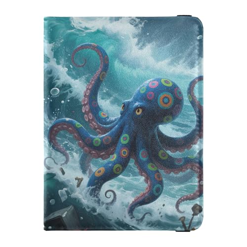 Reisepasshülle aus Leder mit Tiermotiv in stürmischem Meer, für Reisen, sicher verstecktes Geld und Karten, für Frauen, Reisedokumente von Wudan