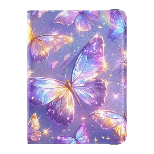 Reisepasshülle aus Leder mit glitzerndem Schmetterling, für Reisen, Diebstahlschutz, für Herren, Geschäftsreise, Lila von Wudan