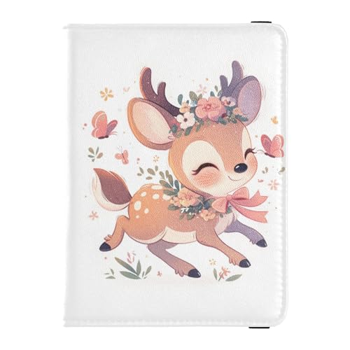 Reisepasshülle aus Leder mit niedlichem Hirsch-Motiv, für Reisen, sichere versteckte Reisepasshülle für Herren, Geschäftsreise von Wudan