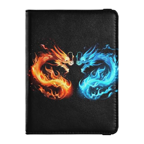 Reisepasshülle aus abstraktem Feurigem Drachenleder, wasserdicht, für Herren von Wudan