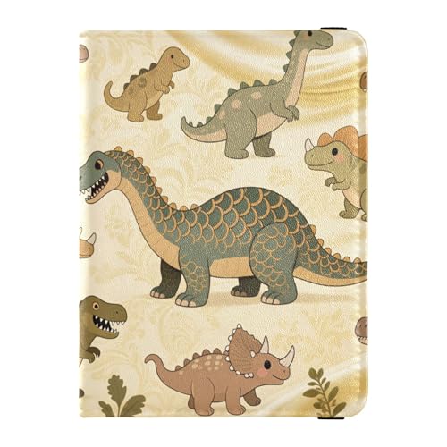 Retro-Dinosaurier-Reisebrieftasche, Leder, Reisepasshülle, wasserdicht, Geld- und Kartenhalter für Damen, Reisedokumente von Wudan