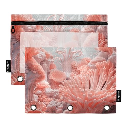 Rosa Koralle 3 Ring Binder Bleistift Beutel 2 Pack Recycelte Klar Bleistift Tasche Klar Bleistift Tasche Schreibwaren Versorgung Zubehör, Rosa Koralle, one sizex2 von Wudan