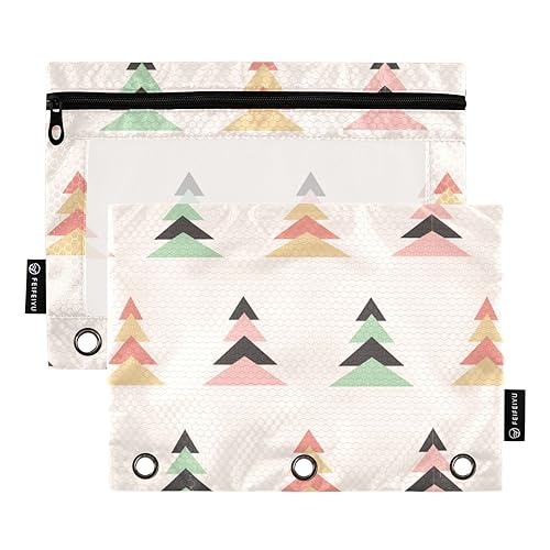 Weihnachten Tanne 3 Ring Binder Bleistift Beutel 2 Pack Recycelte Reißverschluss Aufbewahrungstasche Pack Bleistift Fall Schreibwaren Versorgung Zubehör, Weihnachtstanne, one sizex2 von Wudan