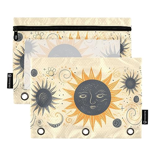 Wudan Astrologie Totem Stick Figure Yellow 3 Ring Binder Pencil Pouch 2 Pack Clear Waterproof Plastic Pencil Case with Zipper Cosmetic Bag Office Document Organizer von Wudan