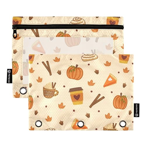 Wudan Beige Foods 3 Ring Binder Pencil Pouch 2 Pack Plastic Folder Cosmetic Bag Plastic Pencil Bag Office Organizer Supply von Wudan