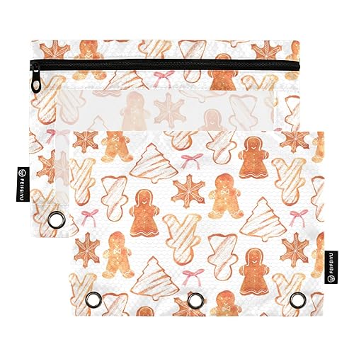 Wudan Christmas Cookies 3 Ring Binder Pencil Pouch 2 Pack Clear Plastic Document Bags Pencil Case With Binder Office Supplies Accessories von Wudan